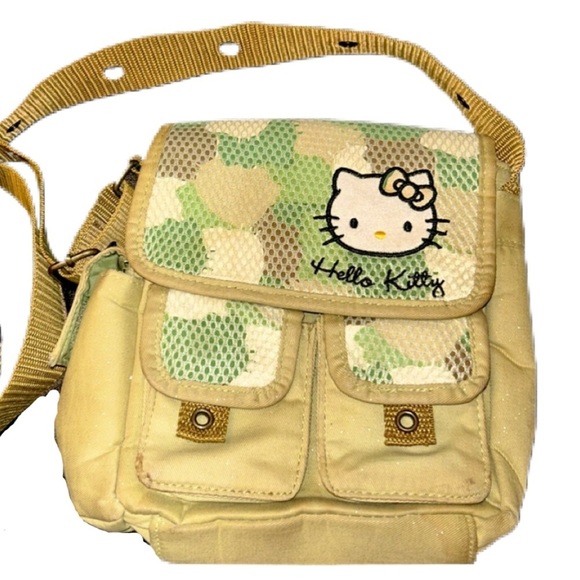 Hello Kitty Handbags - HELLO KITTY ARMY CAMO CAMOFLAUGE  PRINT CROSSBODY MINI BAG
